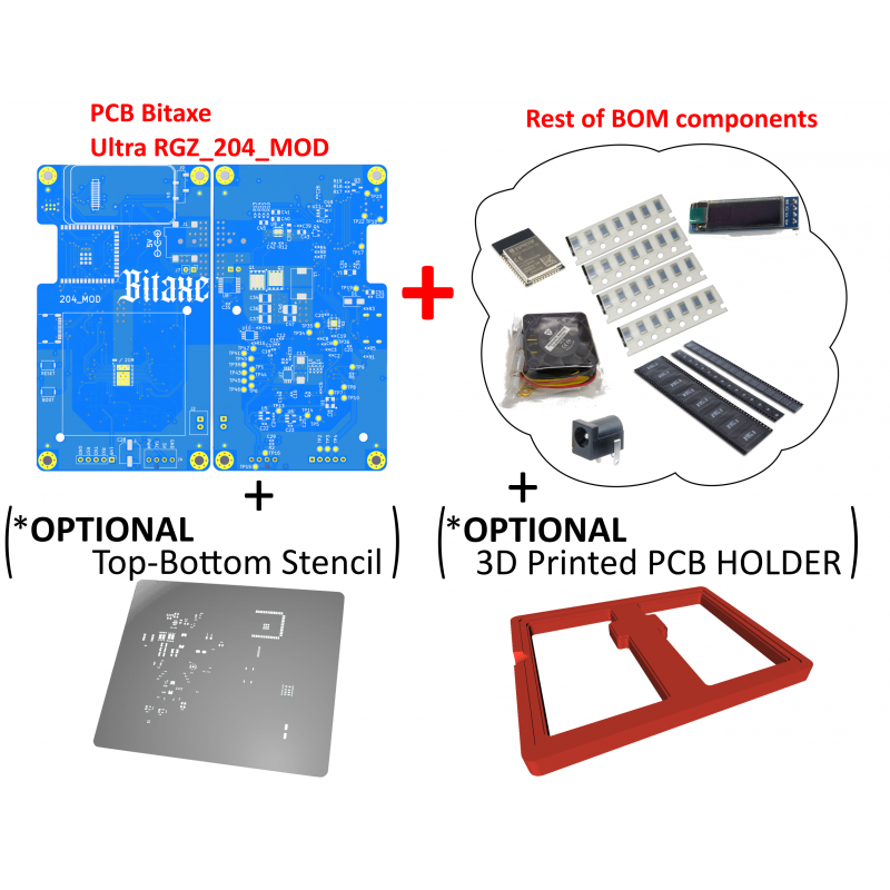 DIY kit for assembling the BM1366 - Bitaxe ULTRA RGZ_204_MOD DIY kit for assembling the BM1366 - Bitaxe ULTRA RGZ_204_MOD